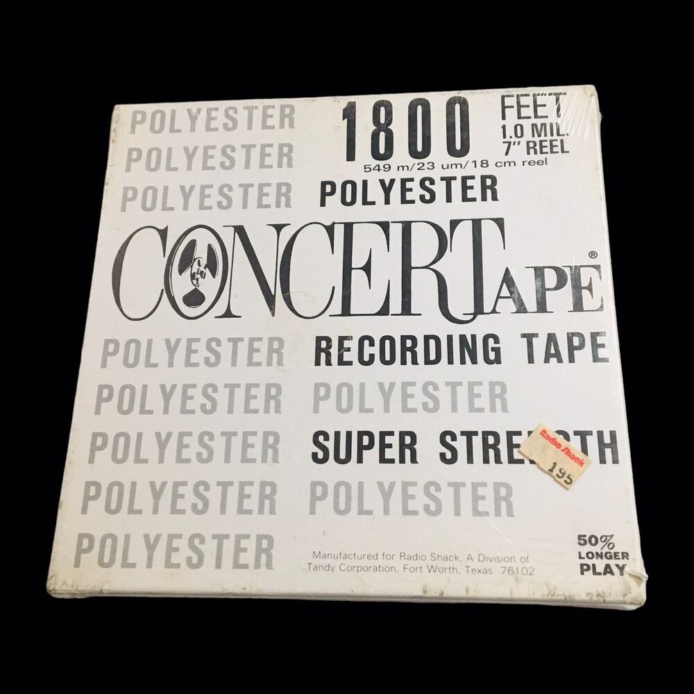 Vtg. Sealed Polyester CONCERT Recording Tape 1800 Feet 1.0 MIL 7" Reel to Reel